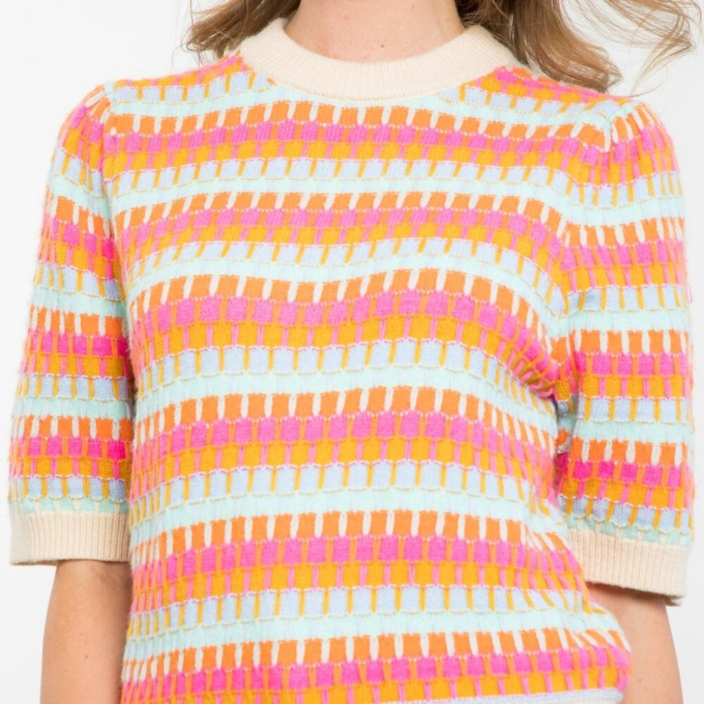 THML Colorful Rib Quarter Sleeve Sweater - Picture 2 of 7